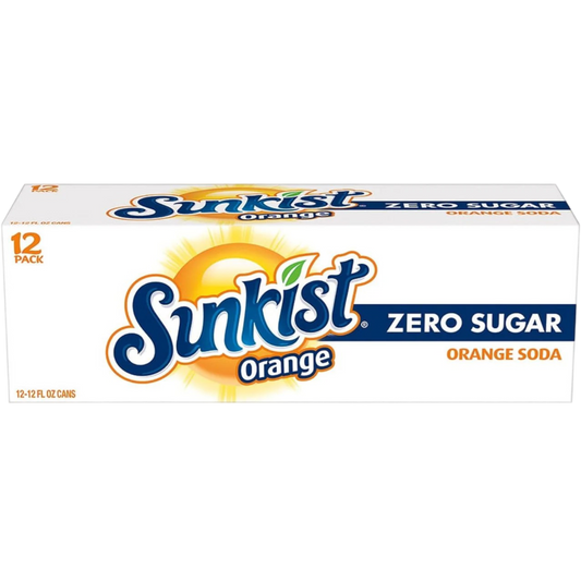 Sunkist Zero Sugar Orange Soda Pop, 12 Pack of 12oz Cans