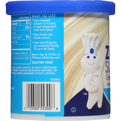 Pillsbury Zero Sugar Creamy Supreme Vanilla Premium Frosting, 15 oz