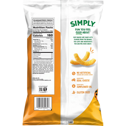 Simply White Cheddar Cheese Flavored Cheetos Puffs Snacks, 6 oz