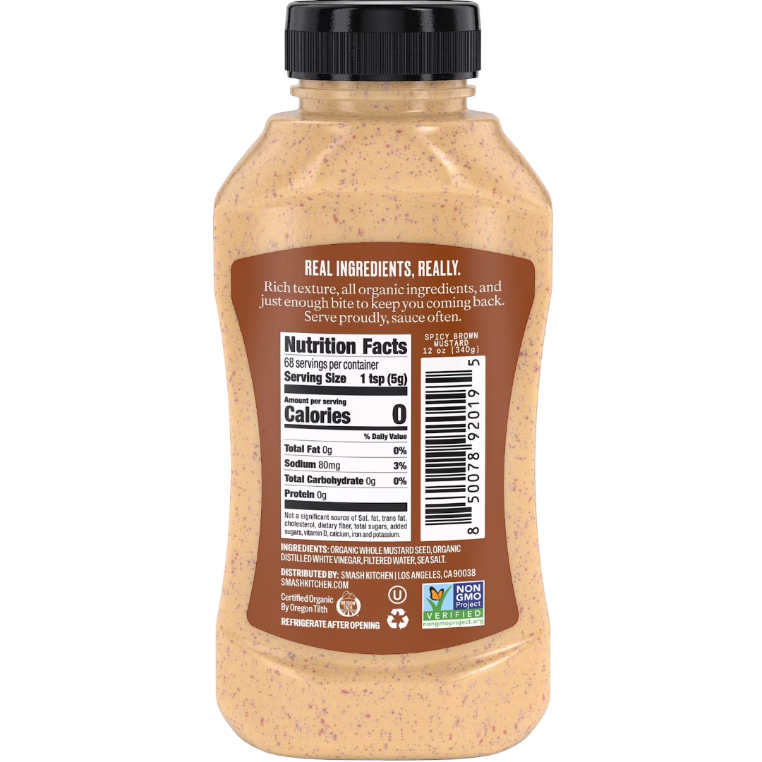 Smash Kitchen Organic Spicy Brown Mustard, 12 fl oz