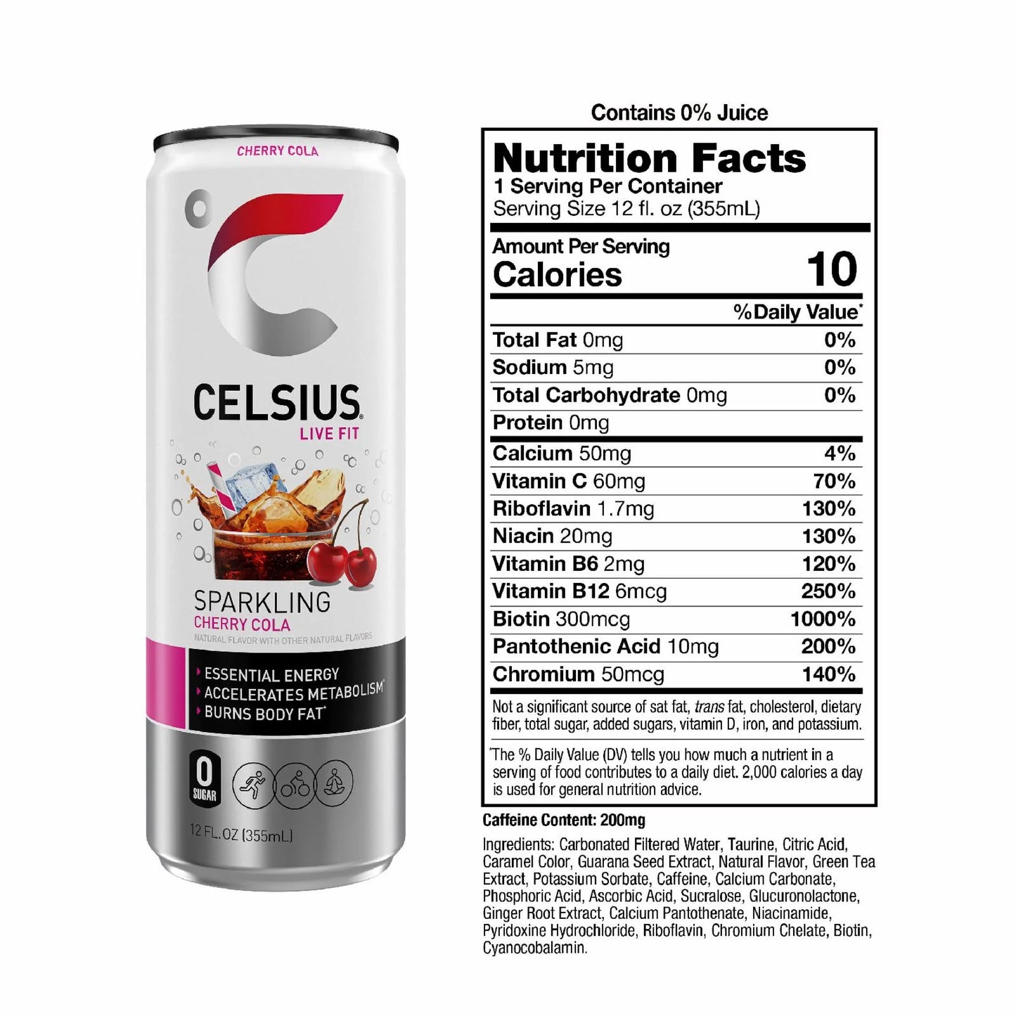 CELSIUS Sparkling Cherry Cola Energy Drink 12 fl oz Single Can