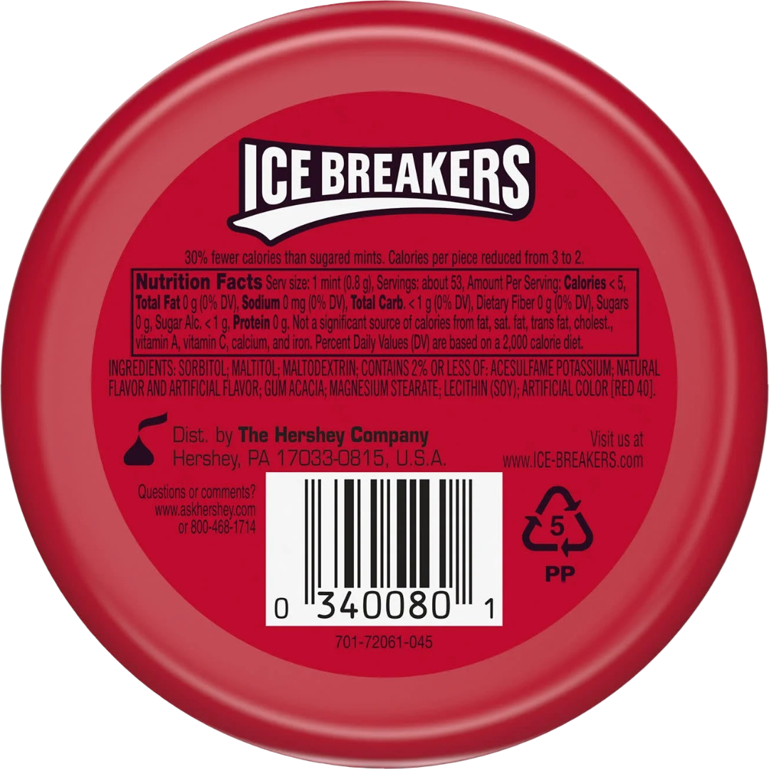 Ice Breakers Cinnamon Sugar Free Mints, 1.5oz