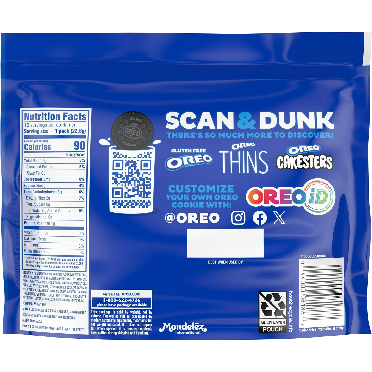 OREO Zero Sugar Chocolate Sandwich Cookies, 8 oz