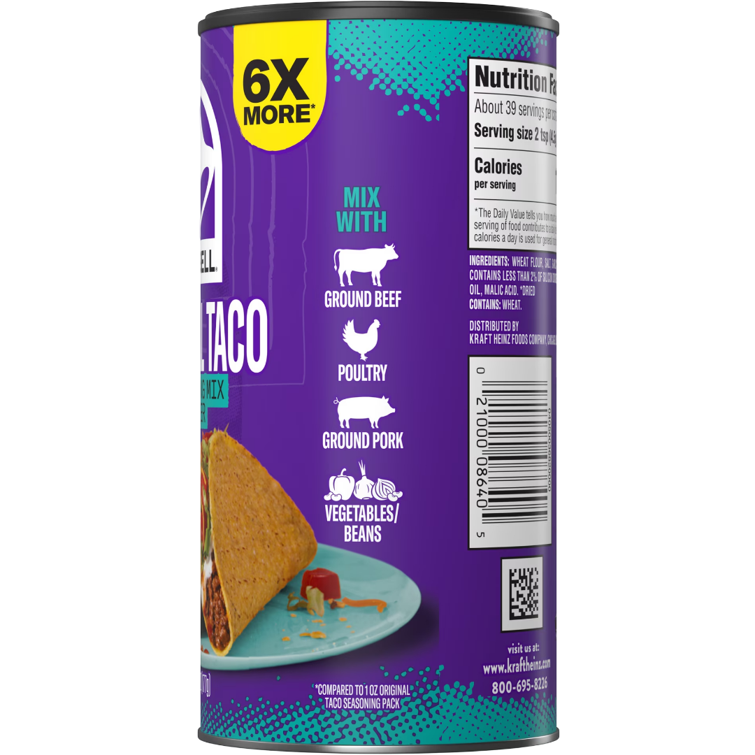 Taco Bell Original Taco Seasoning Mix Shaker, 6.25 oz