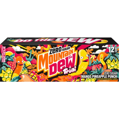 Mountain Dew x Trolli Mango Pineapple Punch Zero Sugar, 12 Pack of 12 fl oz Cans