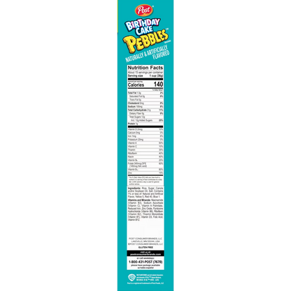 Post 55th Birthday Cake Pebbles Breakfast Cereal Family Size, 18.5 oz