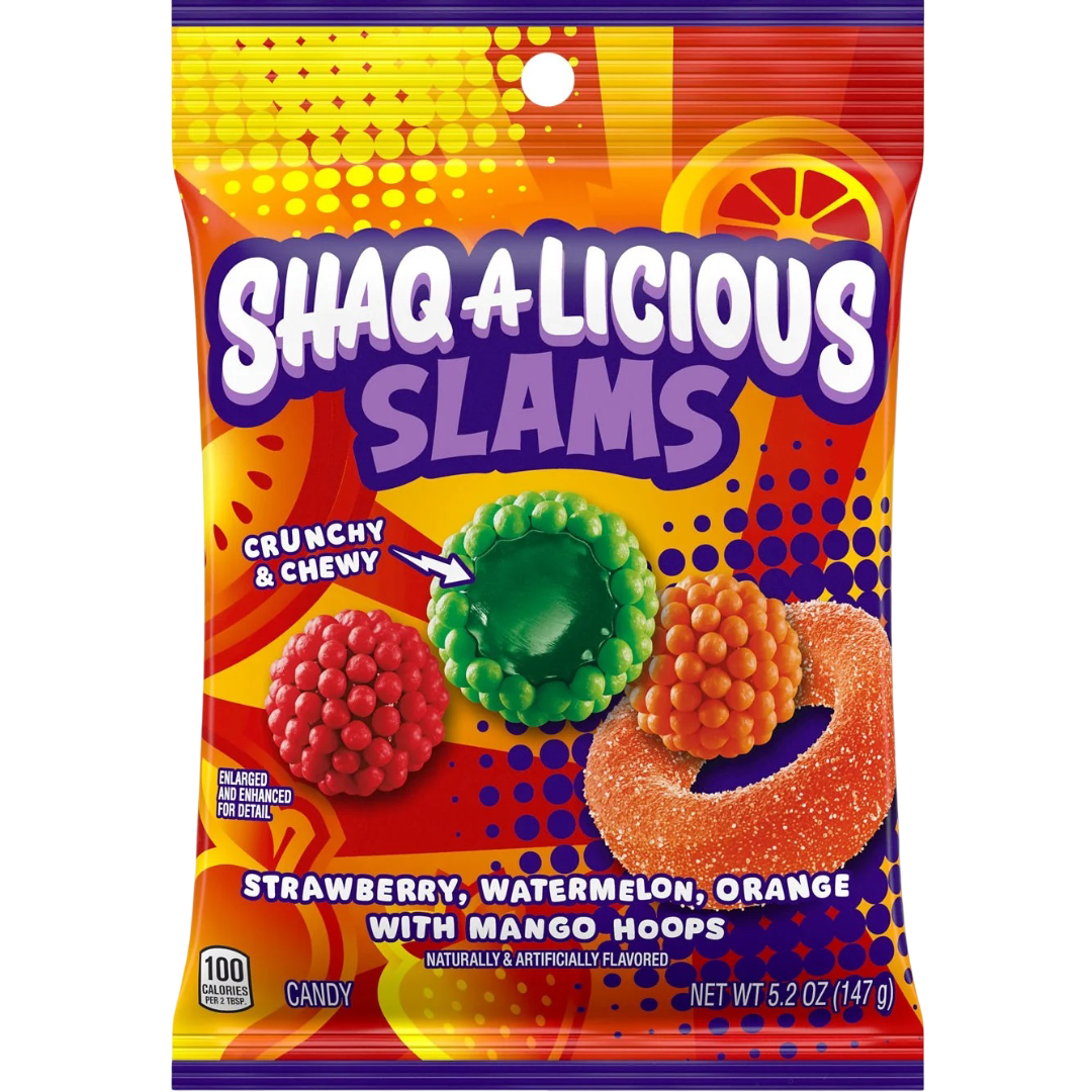 Shaq-A-Licious Slams Assorted Fruit Flavored Chewy Candy, 5.2 oz