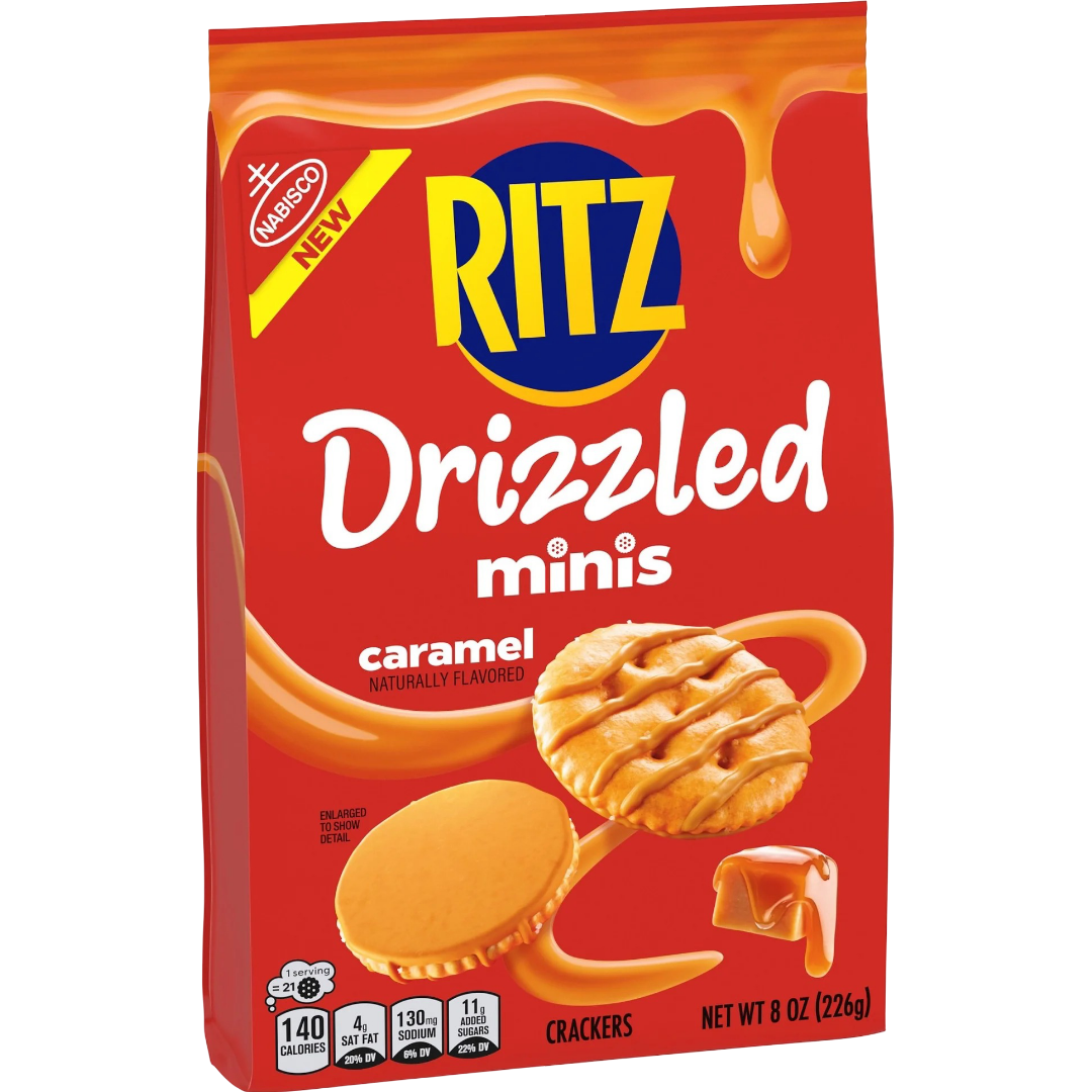 RITZ Drizzled Minis Caramel Crackers, 8 oz