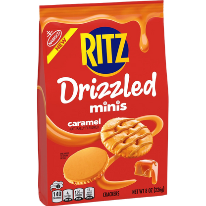 RITZ Drizzled Minis Caramel Crackers, 8 oz