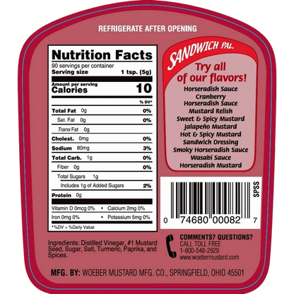 Woeber's Sandwich Pal Sweet & Spicy Mustard, 16oz