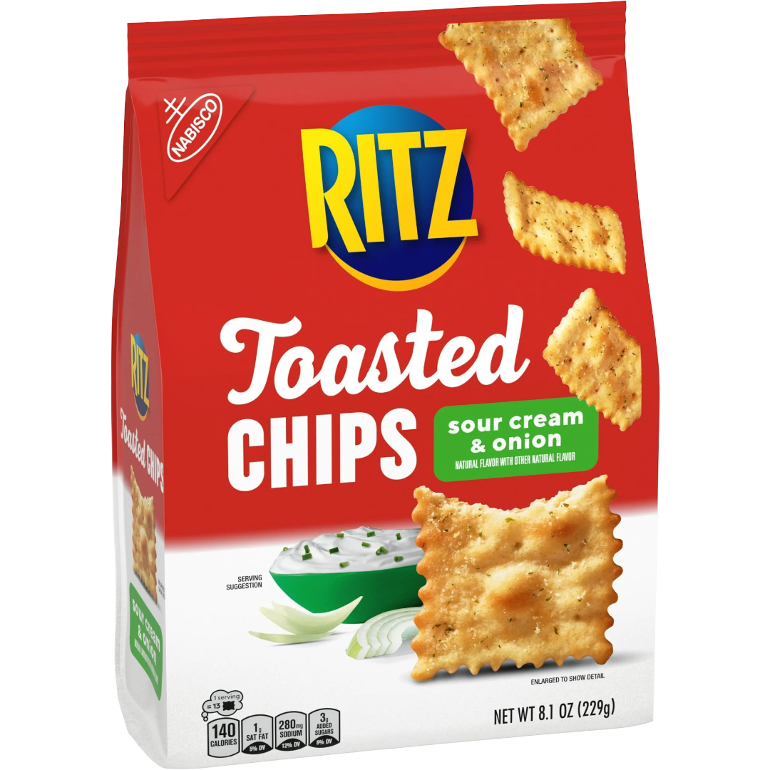 RITZ Toasted Chips Sour Cream & Onion Crackers, 8.1 oz