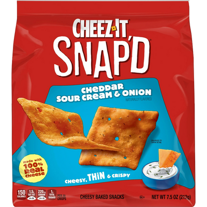 Cheez-It Snap'd Cheddar Sour Cream and Onion Cheese Crackers, 7.5 oz