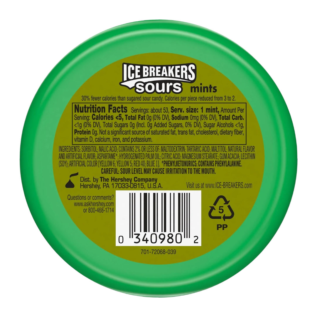 Ice Breakers Sours Assorted Fruit Flavored Sugar Free Mints, 1.5oz