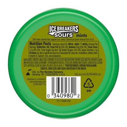 Ice Breakers Sours Assorted Fruit Flavored Sugar Free Mints, 1.5oz