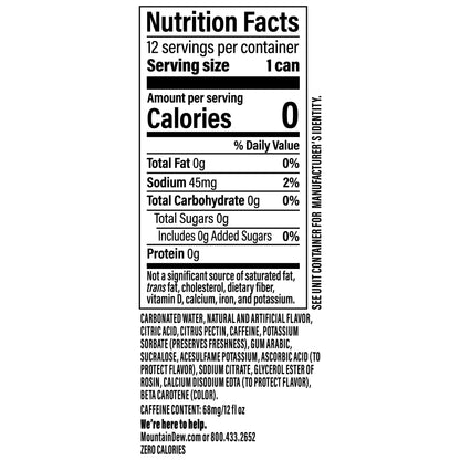 Mountain Dew Dirty Dew Zero Sugar Cream Soda, 12 Pack of 12 fl oz Cans MTN