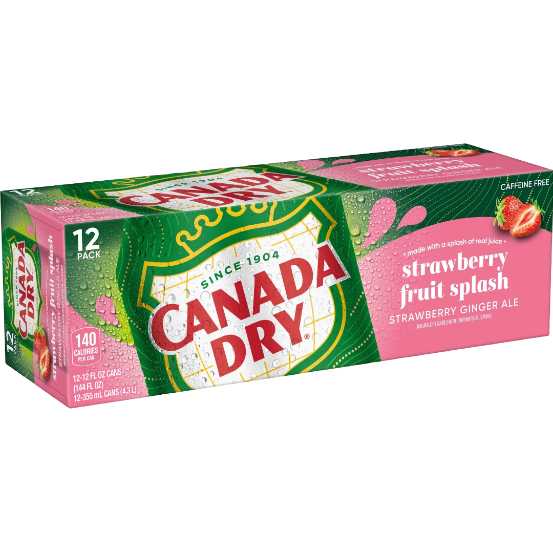 Canada Dry Strawberry Fruit Splash Ginger Ale Soda Pop, 12 Pack of 12 oz Cans
