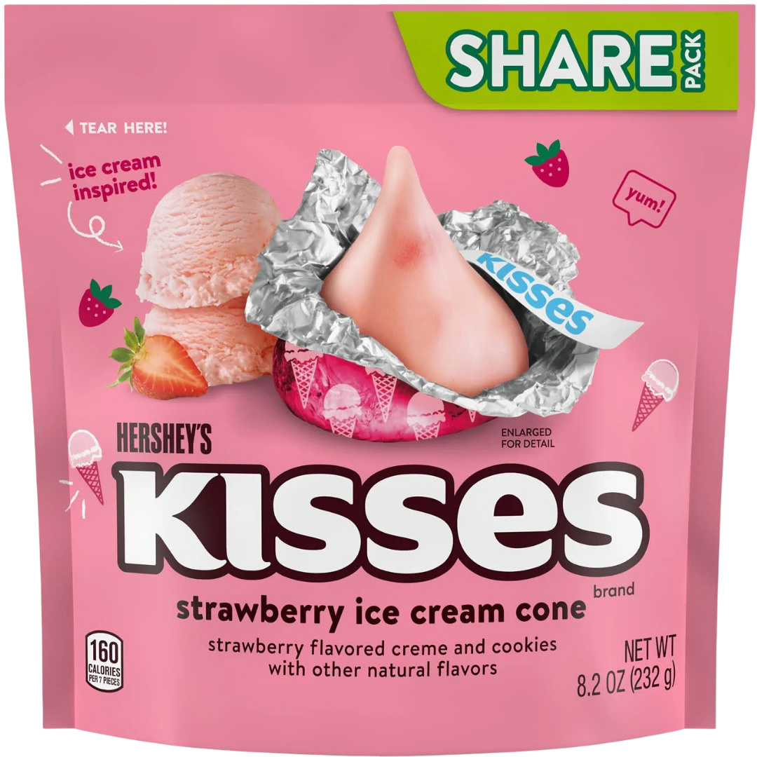 Hershey's Kisses Strawberry Ice Cream Cone Flavored Candy, 8.2 oz