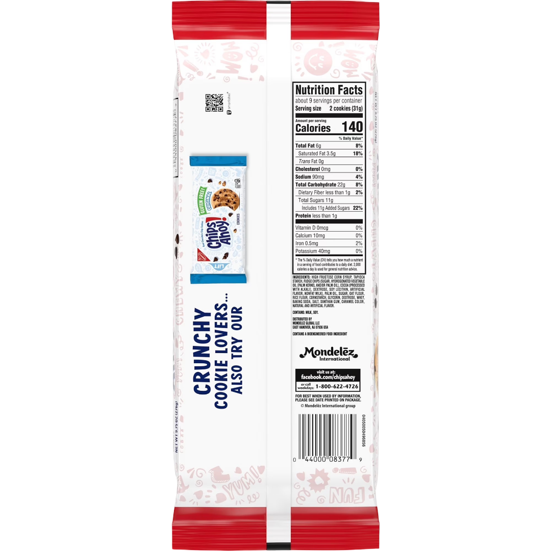 CHIPS AHOY! Chewy Gluten Free Fudgy Chocolate Chip Cookies, 9.75 oz