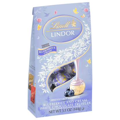 Lindt LINDOR Easter Blueberries & Cream White Chocolate Candy Truffles, 5.1 oz. Bag