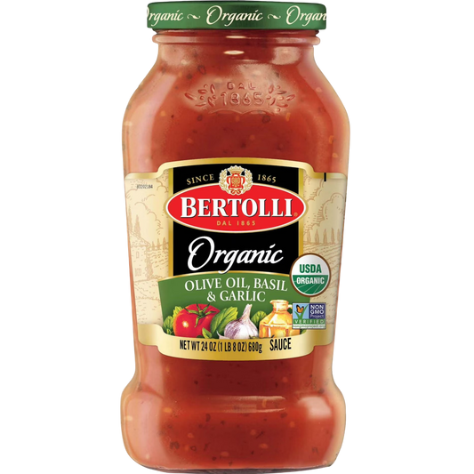 Bertolli Organic Pasta Sauce with Olive Oil, Basil and Garlic, 24oz Jar