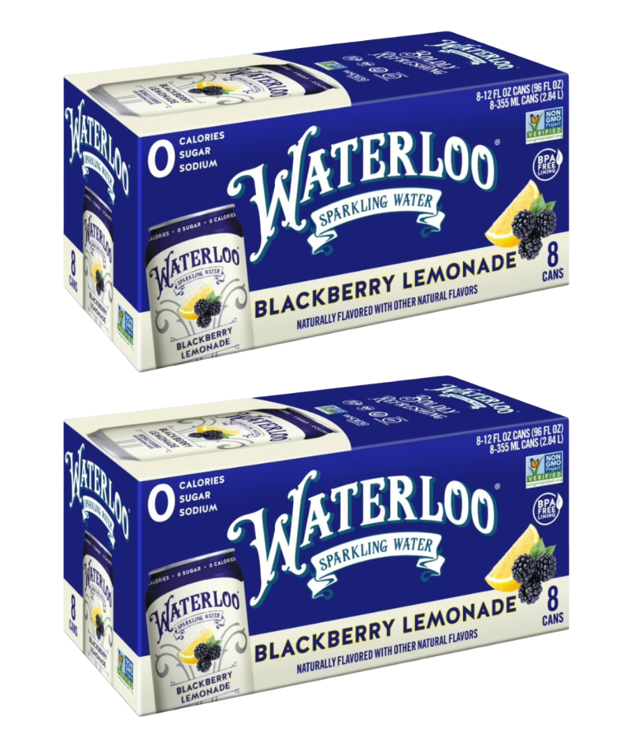 Waterloo Blackberry Lemonade Sparkling Water, (2) 8 Pack of 12 fl oz Cans