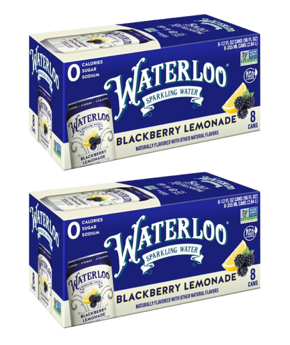 Waterloo Blackberry Lemonade Sparkling Water, (2) 8 Pack of 12 fl oz Cans