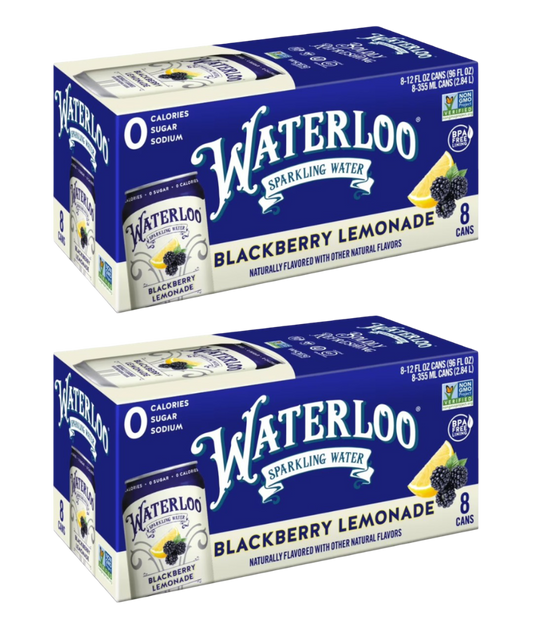Waterloo Blackberry Lemonade Sparkling Water, (2) 8 Pack of 12 fl oz Cans
