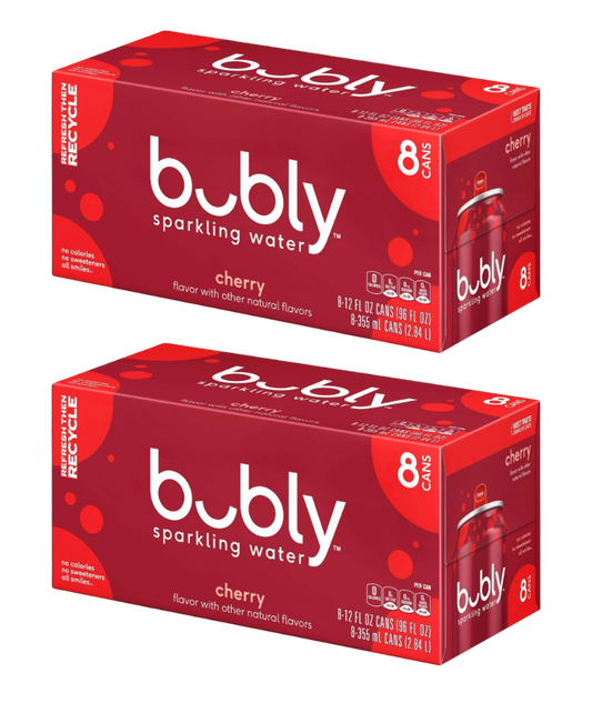 Bubly Cherry Sparkling Water, (2) 8 Pack of 12 fl oz Cans