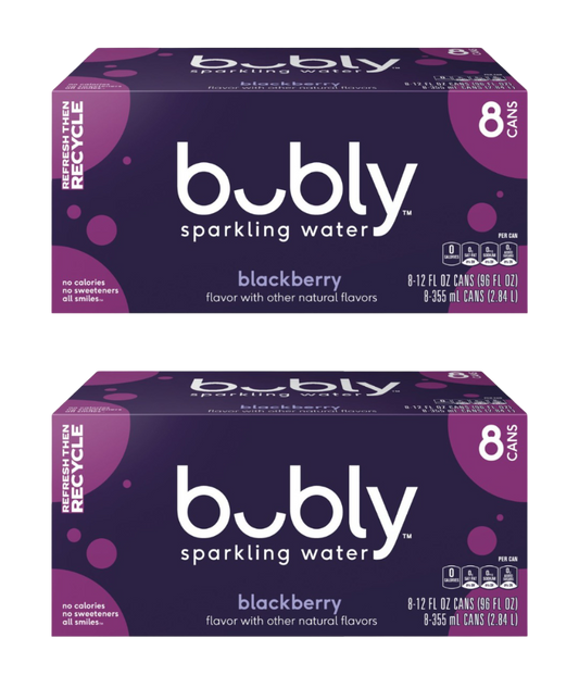 Bubly Blackberry Sparkling Water, (2) 8 Pack of 12 fl oz Cans