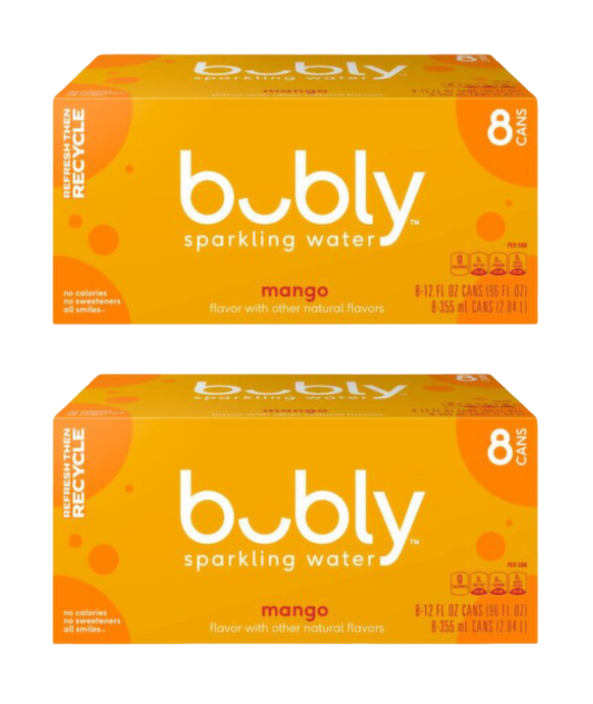 Bubly Mango Sparkling Water, (2) 8 Pack of 12 fl oz Cans