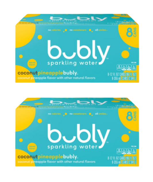 Bubly Summer Coconut Pineapple Sparkling Water, (2) 8 Pack of 12 fl oz Cans