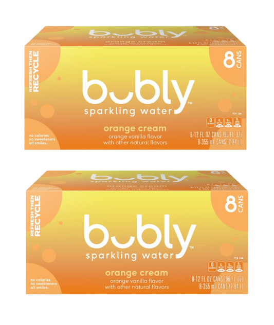 Bubly Orange Creamsicle Sparkling Water, (2) 8 Pack of 12 fl oz Cans