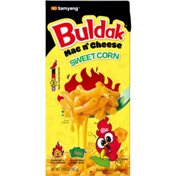 Buldak Mac & Cheese Sweet Corn Flavor with Adjustable Spice, 5.82 oz