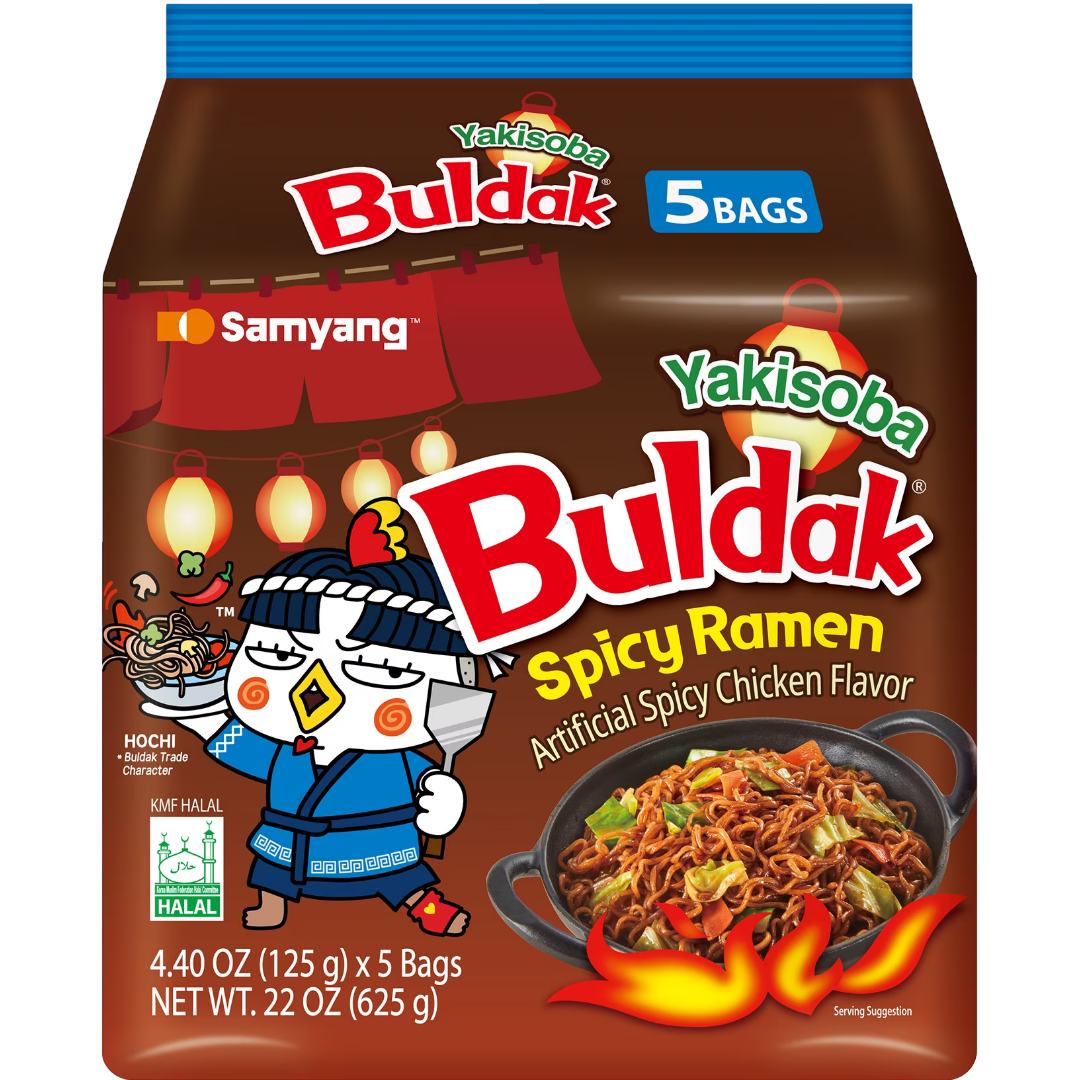 Samyang Buldak Spicy Yakisoba Ramen 5-Pack, 4.40 oz Bags