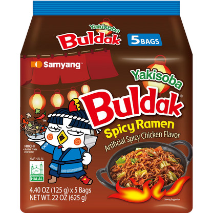 Samyang Buldak Spicy Yakisoba Ramen 5-Pack, 4.40 oz Bags