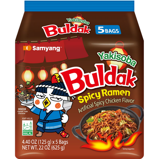 Samyang Buldak Spicy Yakisoba Ramen 5-Pack, 4.40 oz Bags
