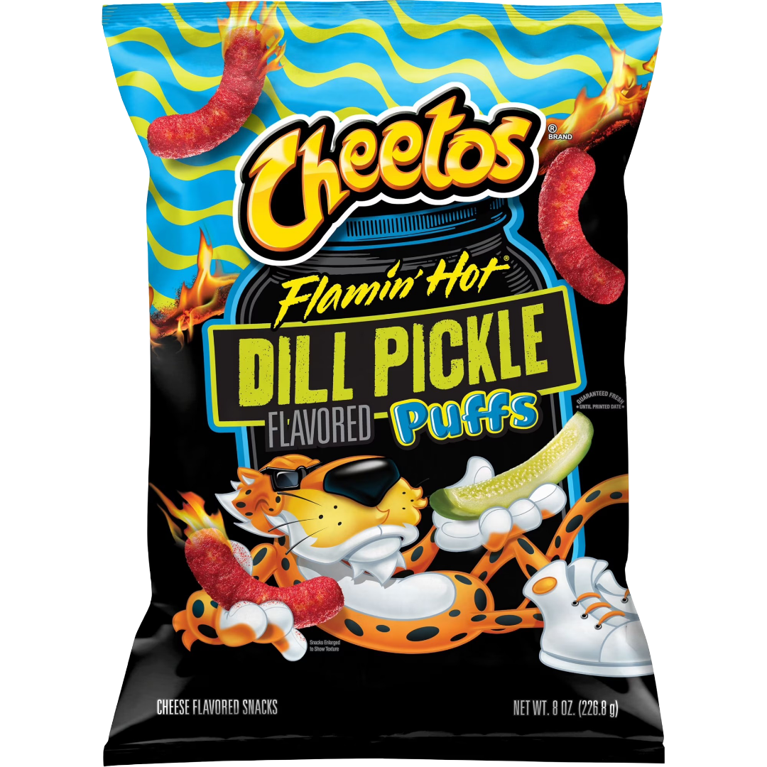 Cheetos Flamin' Hot Dill Pickle Puffs Cheese Flavored Snacks, 8 oz