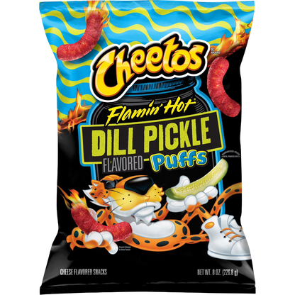 Cheetos Flamin' Hot Dill Pickle Puffs Cheese Flavored Snacks, 8 oz