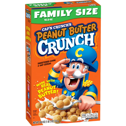 Cap'n Crunch's Peanut Butter Captain Crunch Cereal Family Size, 18.8 oz