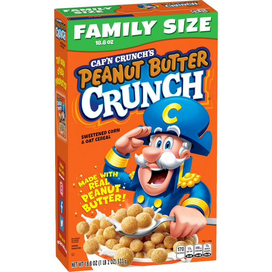 Cap'n Crunch's Peanut Butter Captain Crunch Cereal Family Size, 18.8 oz