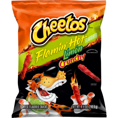Cheetos Crunchy Flamin' Hot Limon, Cheese Flavored Snacks, 8.5 oz