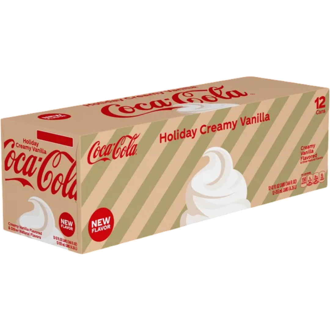 Coca Cola Holiday Creamy Vanilla Soda Pop, 12 Pack of 12oz Cans