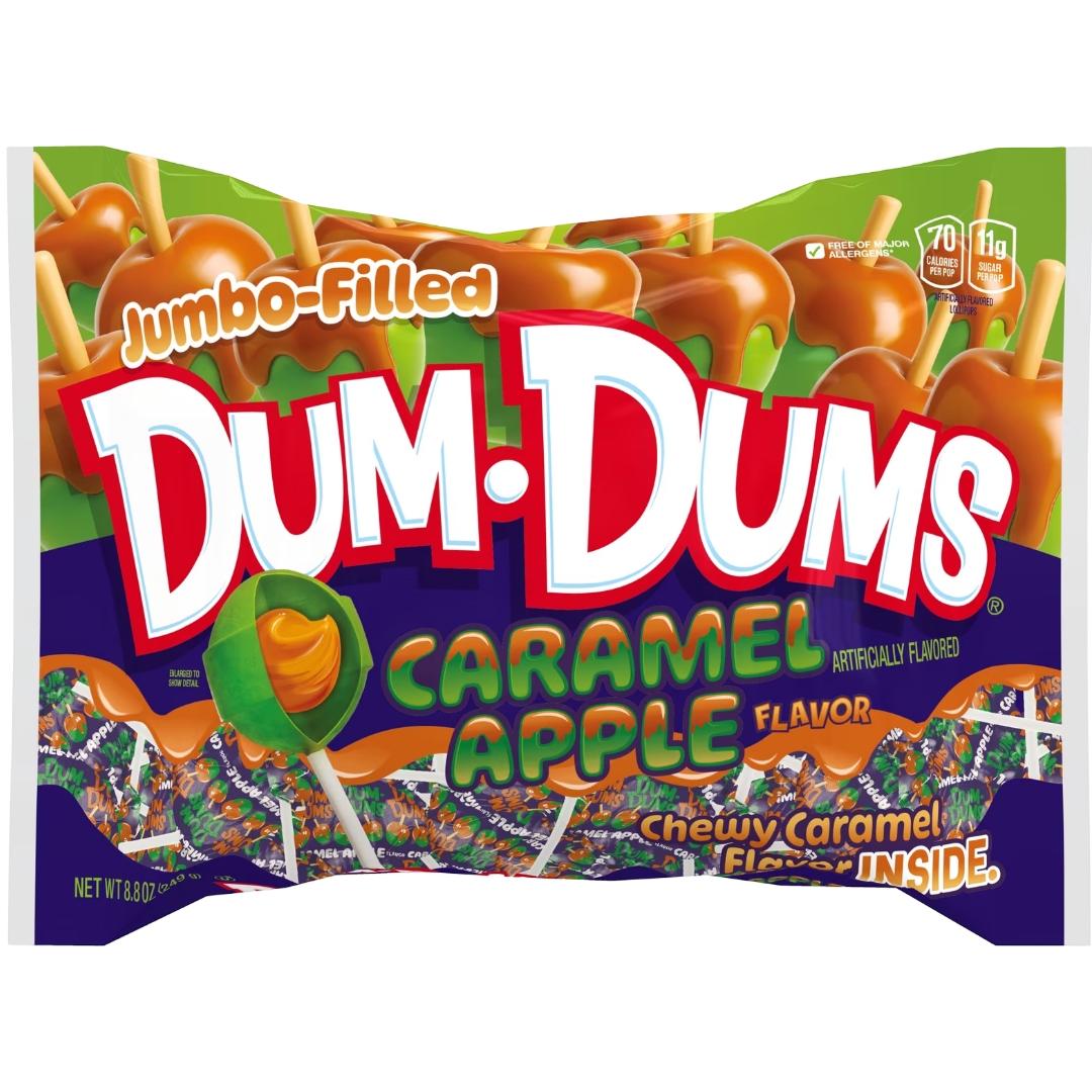 Dum Dums Jumbo Caramel Apple Flavored Lollipops, 8.8 oz