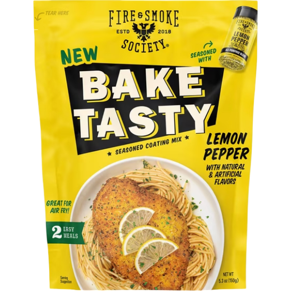 Fire & Smoke Society Bake Tasty Lemon Pepper Seasoned Coating Mix, 5.3 oz