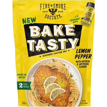 Fire & Smoke Society Bake Tasty Lemon Pepper Seasoned Coating Mix, 5.3 oz