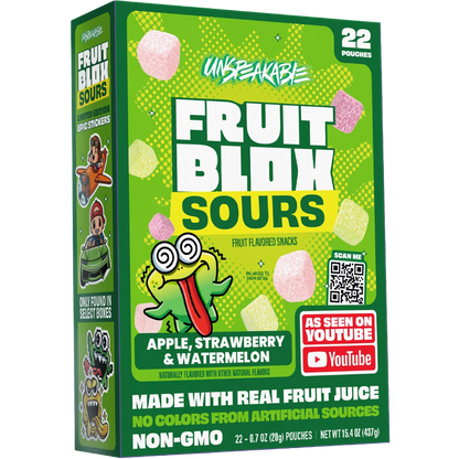 FruitBlox Unspeakable Sour Fruit Snacks, Apple Strawberry & Watermelon, 15.4 oz
