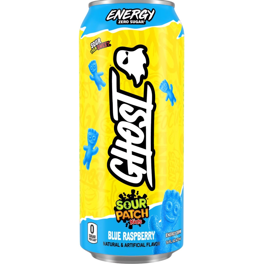 Ghost Zero Sugar Sour Patch Kids Blue Raspberry Energy Drink, 16 fl oz