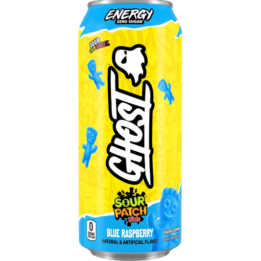Ghost Zero Sugar Sour Patch Kids Blue Raspberry Energy Drink, 16 fl oz