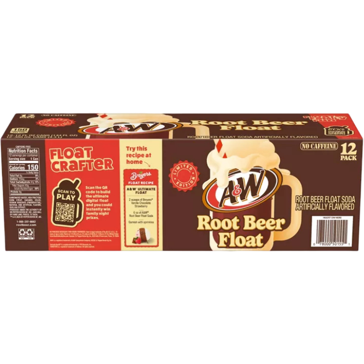 A&W Root Beer Float Soda, 12 Pack of 12 oz Cans