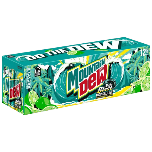 Mountain Dew Baja Blast Soda, 12 Pack of 12oz Cans
